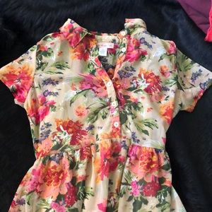 Beautiful floral dress with beige slip.